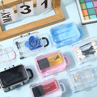 8Pcs 8 Colors Trolley Bag Shaped Plastic Candy Storage Boxes AJEW-SP0002-62-1