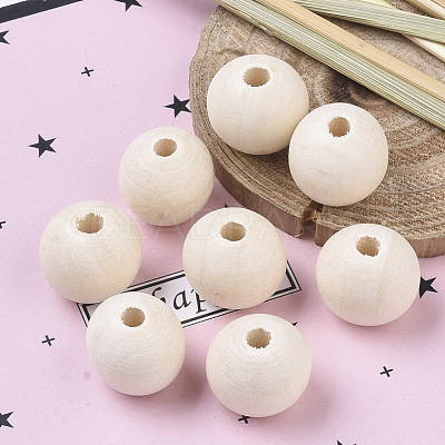 Unfinished Natural Wood Beads X-WOOD-S651-A25mm-LF-1