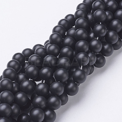 Natural Black Agate Beads Strands X-G-D543-8mm-1