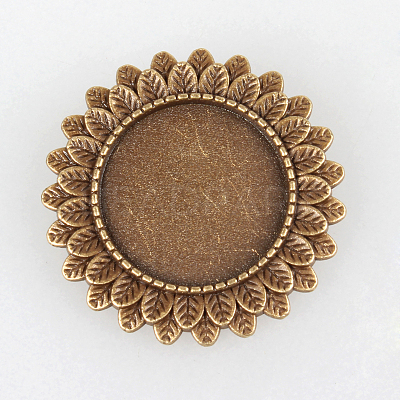 Vintage Alloy Brooch Cabochon Bezel Settings PALLOY-N0085-38AB-NF-1