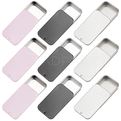 9Pcs 3 Colors Slide Top Tinplate Trinket Storage Boxes CON-CP0001-016C-1