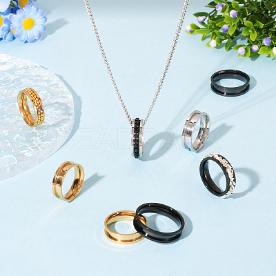 12Pcs 6 Size 201 Stainless Steel Grooved Finger Ring Settings RJEW-TA0001-05EB-1