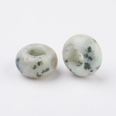 Natural Sesame Jasper/Kiwi Jasper European Beads X-G-G740-14x8mm-06-1