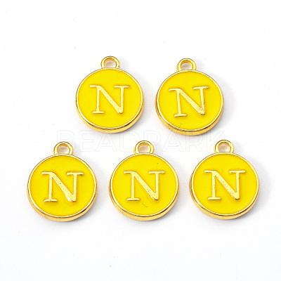 Golden Plated Alloy Enamel Charms X-ENAM-S118-09N-1