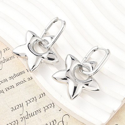 Star Brass Hoop Earrings for Women EJEW-U057-06C-02P-1