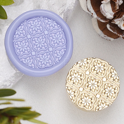 Texture Theme Roung Brass Stamp Head AJEW-M036-06D-G-1
