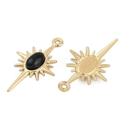 Natural Black Onyx(Dyed & Heated) Sun Pendants STAS-I325-140B-G-1