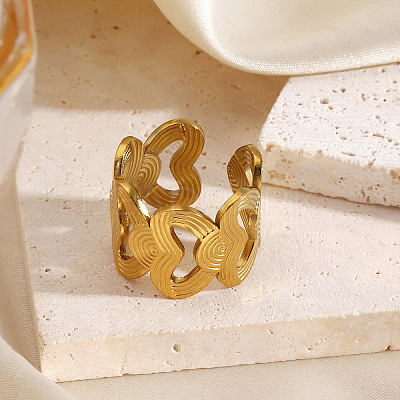 304 Stainless Steel Open Cuff Rings for Women WG62170-01-1