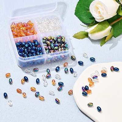 8 Strand 4 Colors Electroplate Glass Beads Strands EGLA-YW0001-37-1