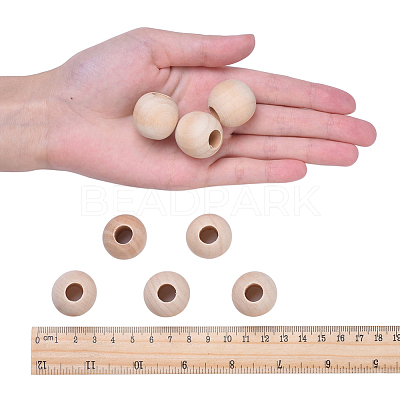 Natural Unfinished Wood Beads WOOD-25-LF-1