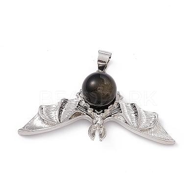 Natural Golden Sheen Obsidian Pendants KK-A173-11P-1