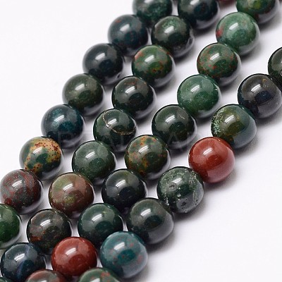 Natural Indian Bloodstone Beads Strands G-P257-07-10mm-1