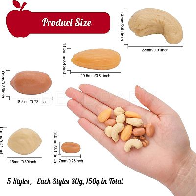 150G 5 Style Opaque Resin Imitation Nuts Ornaments RESI-CA0001-43-1