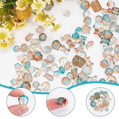 240Pcs 12 Styles Transparent Spray Painted Glass Beads GLAA-AR0001-40-1