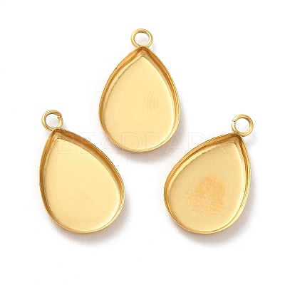 Ion Plating(IP) 304 Stainless Steel Pendant Cabochon Settings X-STAS-F167-23G-1