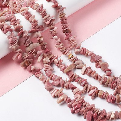 Natural Rhodonite Chip Beads Strands G-G905-01-1