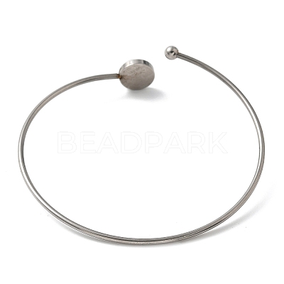 304 Stainless Steel Cuff Blank Bangle Bases with Round Tray STAS-Z088-04B-P-1