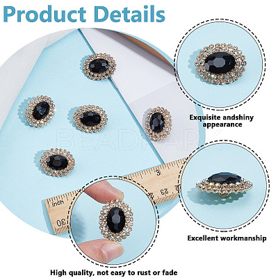 4Pcs 1-Hole Alloy Glass Shank Buttons FIND-DR0001-99A-1