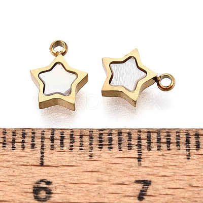 Natural White Shell Star Charms STAS-N115-43G-1