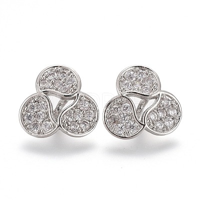 Brass Micro Pave Clear Cubic Zirconia Shank Buttons KK-H738-08P-1