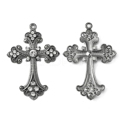 Alloy Rhinestone Cross Big Pendants ALRI-1475-B-NR-1