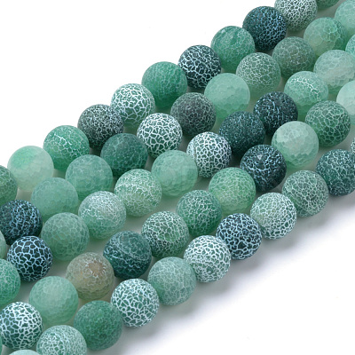 Natural & Dyed Crackle Agate Bead Strands X-G-T056-8mm-06-1