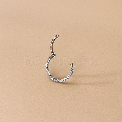F136 Titanium Alloy Micro Pave Clear Cubic Zirconia Cartilage Earrings WG72C09-05-1-1
