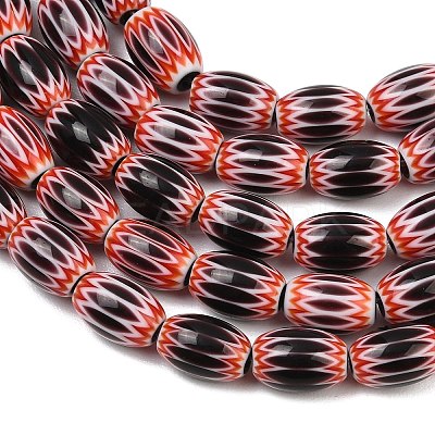 Handmade Millefiori Glass Oval Bead Strands LK-Z001-01B-10-1