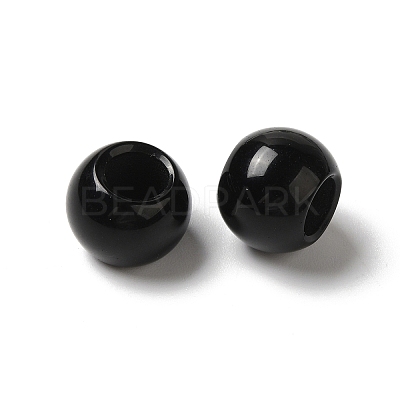 Natural Black Stone European Beads G-N342-03E-1