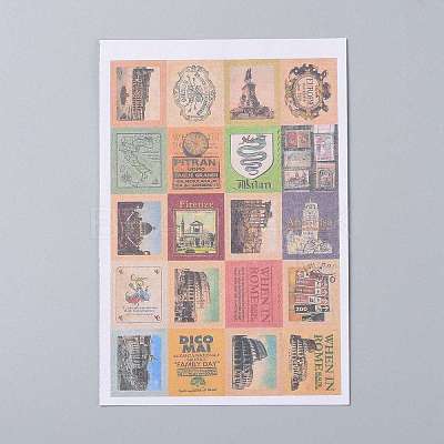 Postage Stamp Shape DIY Paper Label Paster Picture Stickers AJEW-L058-50-1