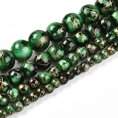 Baking Paint Glass Beads Strands DGLA-N003-8mm-B09-1
