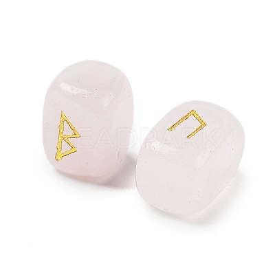 Rectangle Natural Rose Quartz Rune Stones G-Z059-01C-1