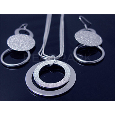Brass Circle Pendant Necklaces & Dangle Earrings Sets FS-WG73AED-01-1