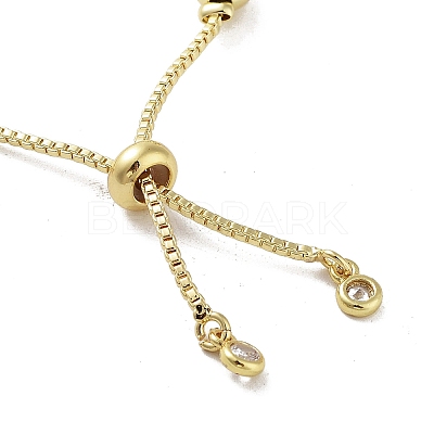 Adjustable Brass Round Beaded Slider Bracelets BJEW-D039-31B-G-1