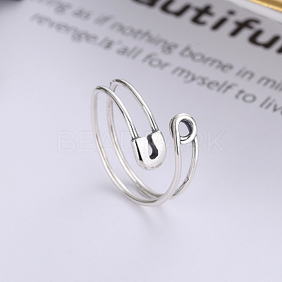 Pin Shaped 925 Sterling Silver Adjustable Cuff Rings for Women FS-WG4AD82-01-1