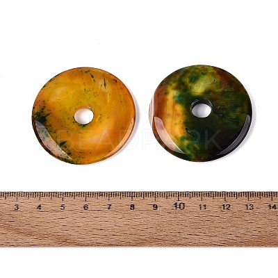 Natural Agate Peace Donut Pendants G-Q606-57-1