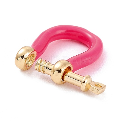 Brass Enamel D-Ring Anchor Shackle Clasps KK-P201-01G-E-1