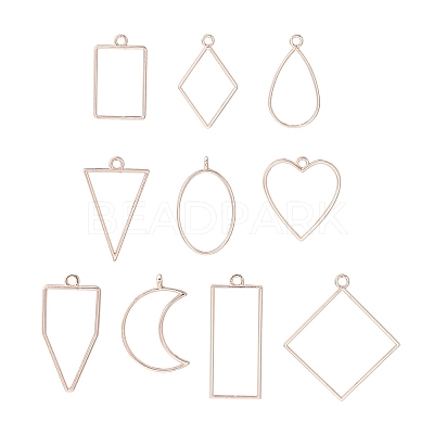 10Pcs Alloy Open Back Bezel Pendants PALLOY-YWC0002-02RG-1