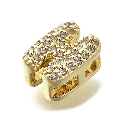 Brass Micro Pave Cubic Zirconia Letter Multi-Strand Links KK-D295-32G-08-1