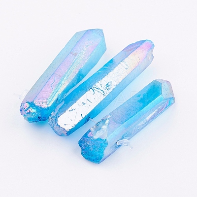 Electroplated Natural Quartz Crystal Graduated Beads Strands G-P315-A09-1