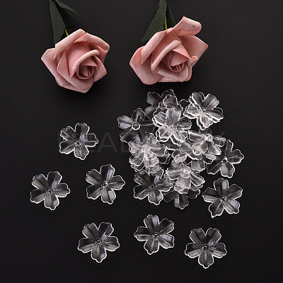 Flower Acrylic Beads TACR-YW0001-17-1