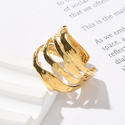 304 Stainless Steel Multilayer Open Cuff Rings for Women RJEW-Z077-01G-05-1