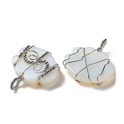Opalite Copper Wire Wrapped Pendants G-K338-07P-06-1