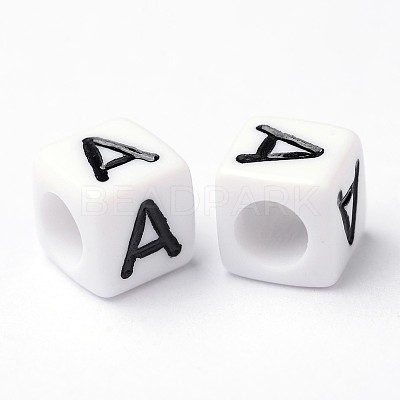 Letter Acrylic European Large Hole Beads X-OPDL-R050-10mm-A-1