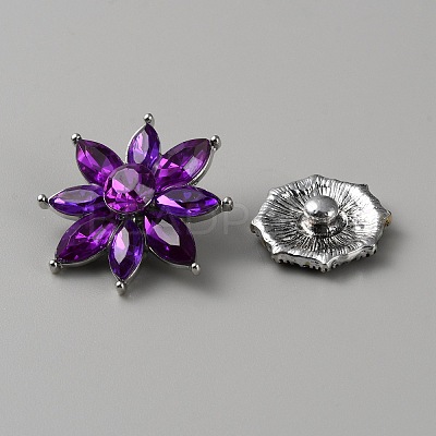 Alloy Rhinestone Snap Button BUTT-WH0028-69C-1