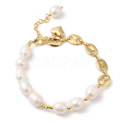 Rack Plating Brass Heart Charm Bracelet BJEW-G671-01G-1