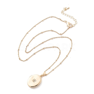 Clear Cubic Zirconia Locket Necklaces NJEW-A036-01C-1