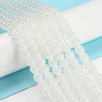 Baking Paint Imitation Jade Glass Round Bead Strands X-DGLA-Q021-6mm-01-1