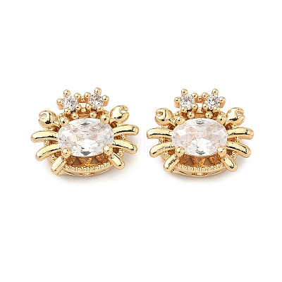 Brass Pave Cubic Zirconia Beads KK-A286-15G-01-1