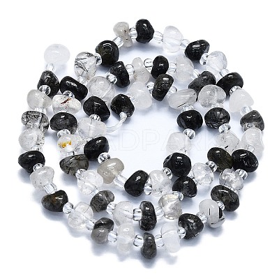 Natural Black Rutilated Quartz Beads Strands G-K245-H02-05-1